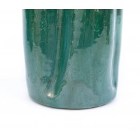 Ceramiczny,  zielony wazon. Czterolistna koniczyna.
